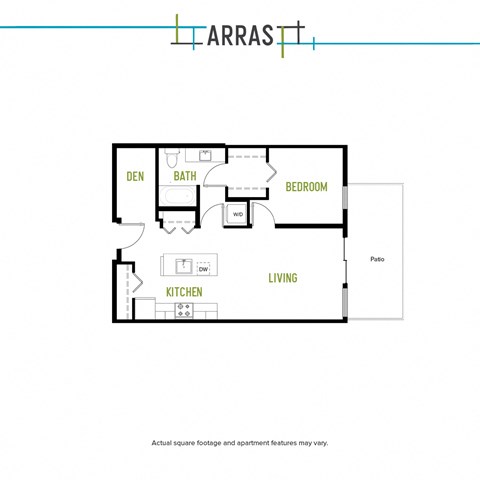 Floor plan for 1 bed, 1 bath, 700 sqft
